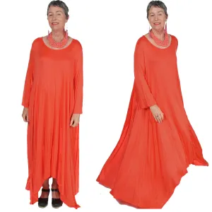 Coral Sunheart Dress  Boho Hippie Chic Resort Wear Sml-5X