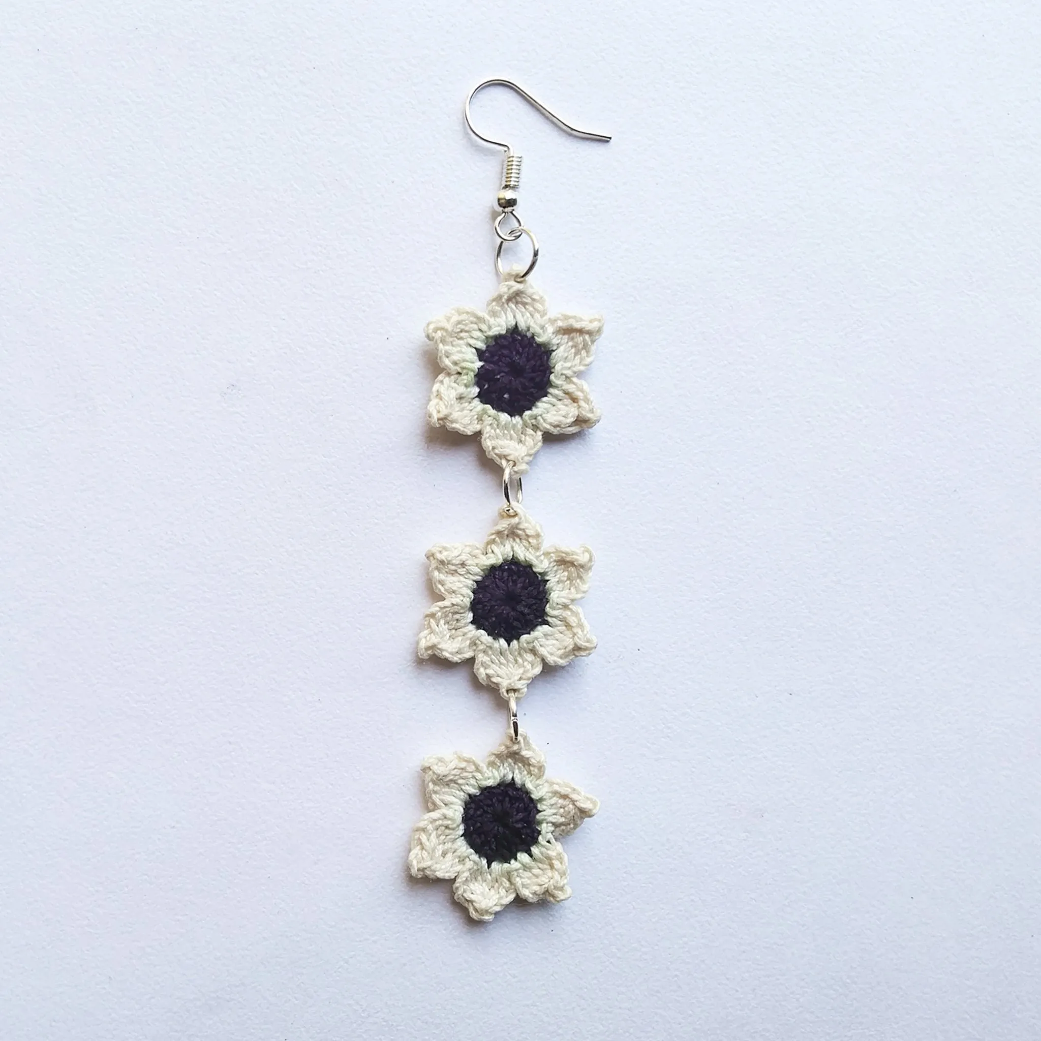 Crochet Floral Star Earrings | Blue