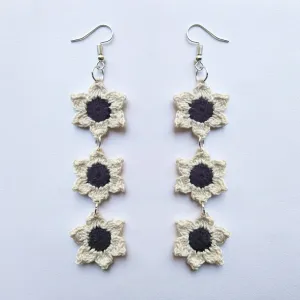 Crochet Floral Star Earrings | Blue