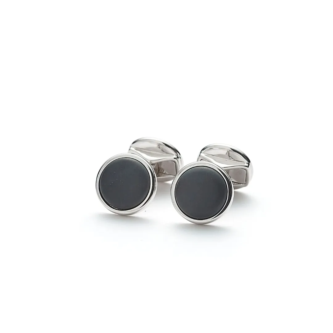 Cufflinks Round Onyx Matte