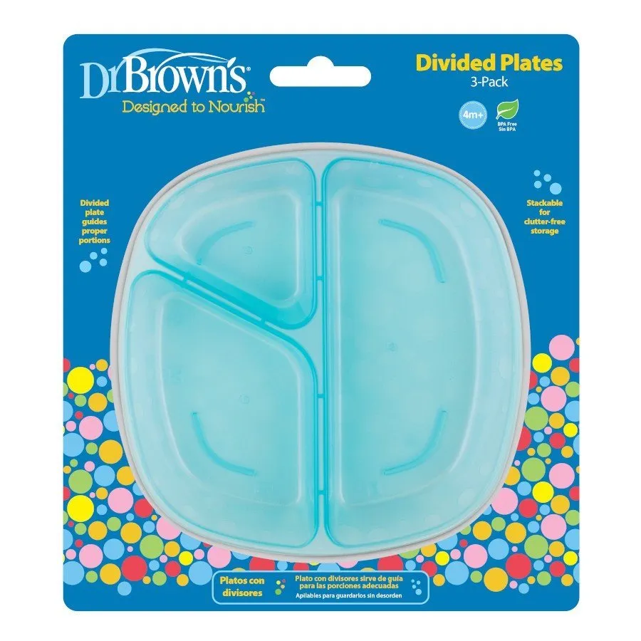 Dr.Brown's Divided Plates 3-pack - Multicolor