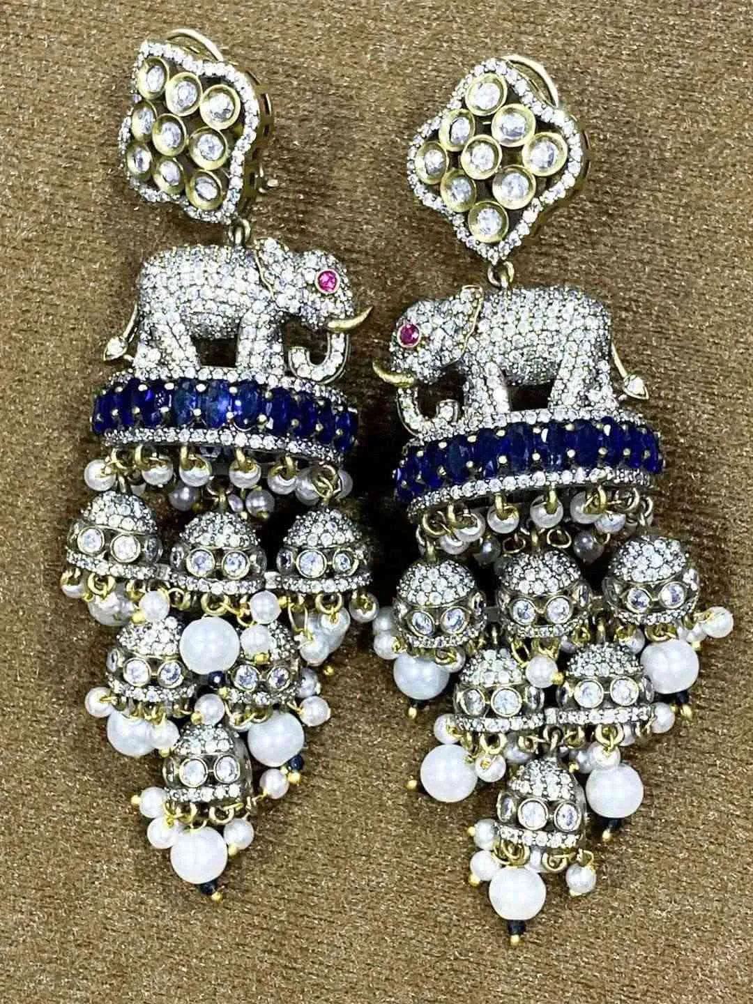 Elephant Motif Kundan Earrings