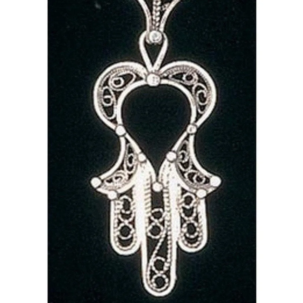 Filigree Hamsa Pendant for Woman Sterling Silver 925 Ethnic Jewelry