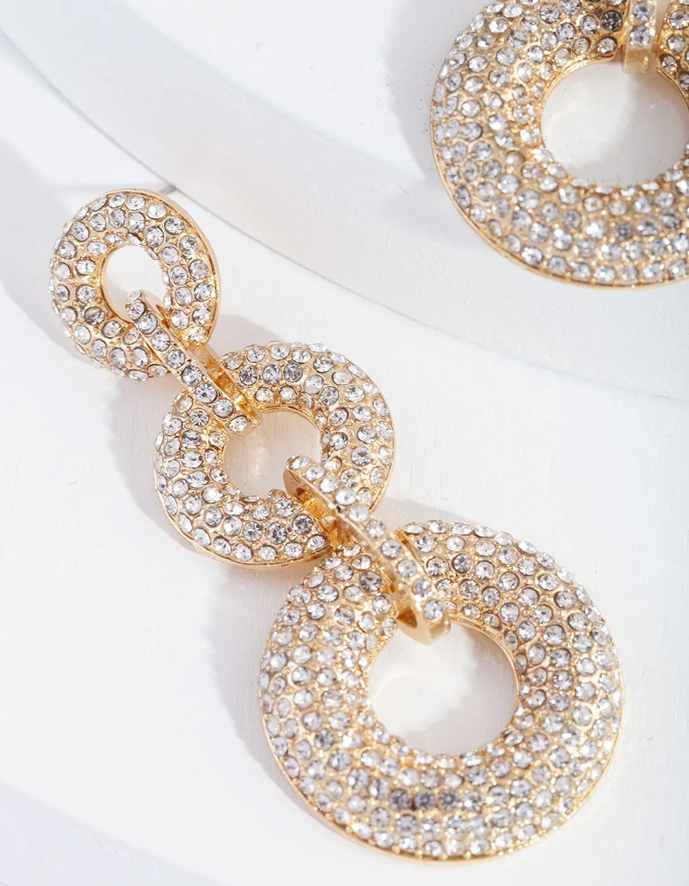 Gold Crystal Multi Hoop Drop Earring