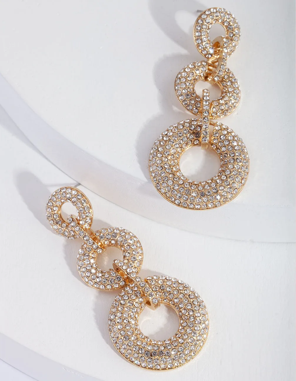 Gold Crystal Multi Hoop Drop Earring