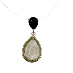 Gold Vermeil Sterling silver Smoke & Rutilated quartz pendant GM99