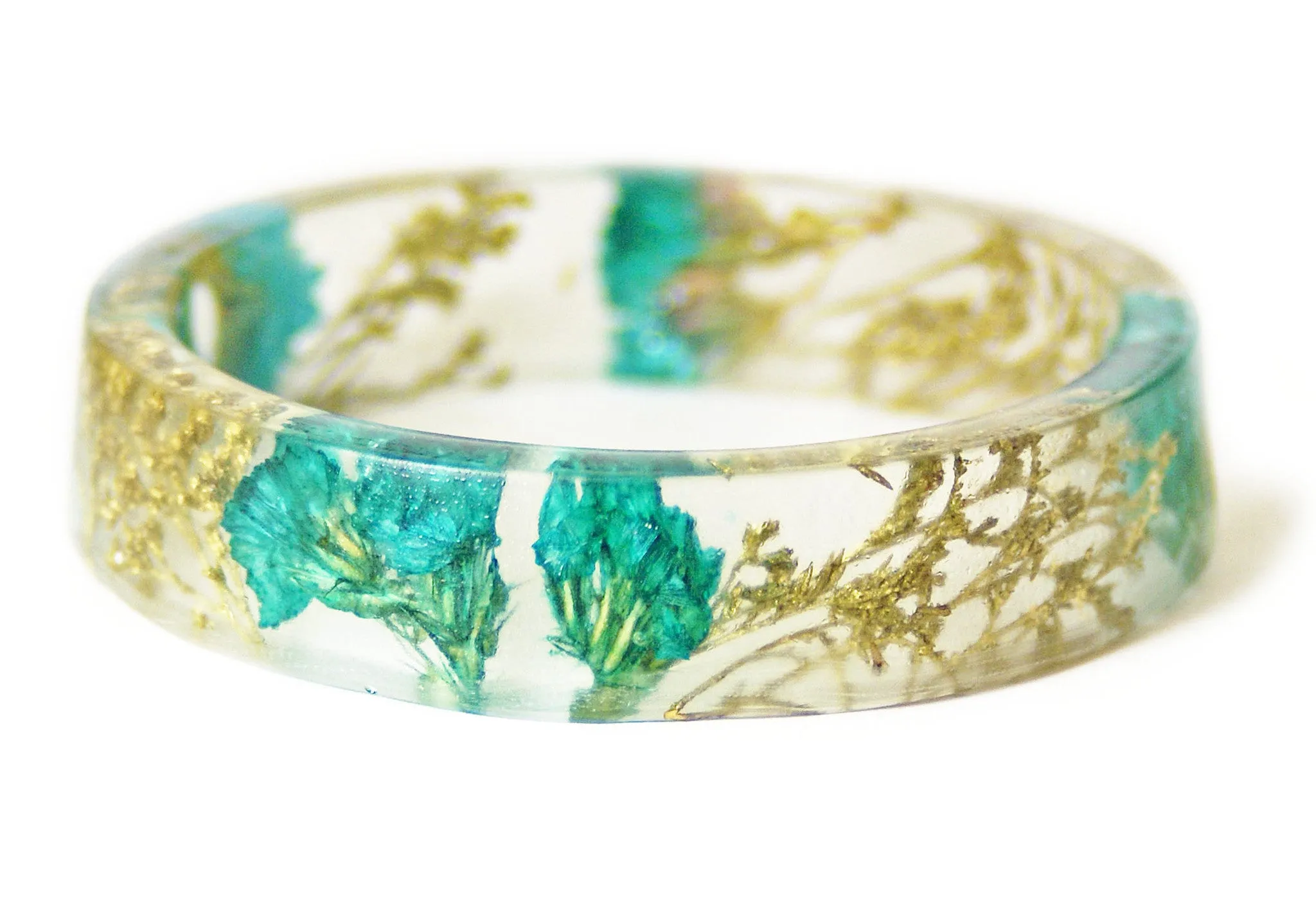 Golden Turquoise Flower Resin Bracelet