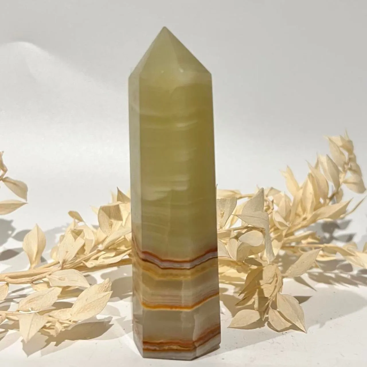 Green Banded Green Onyx Crystal Tower Point Generator