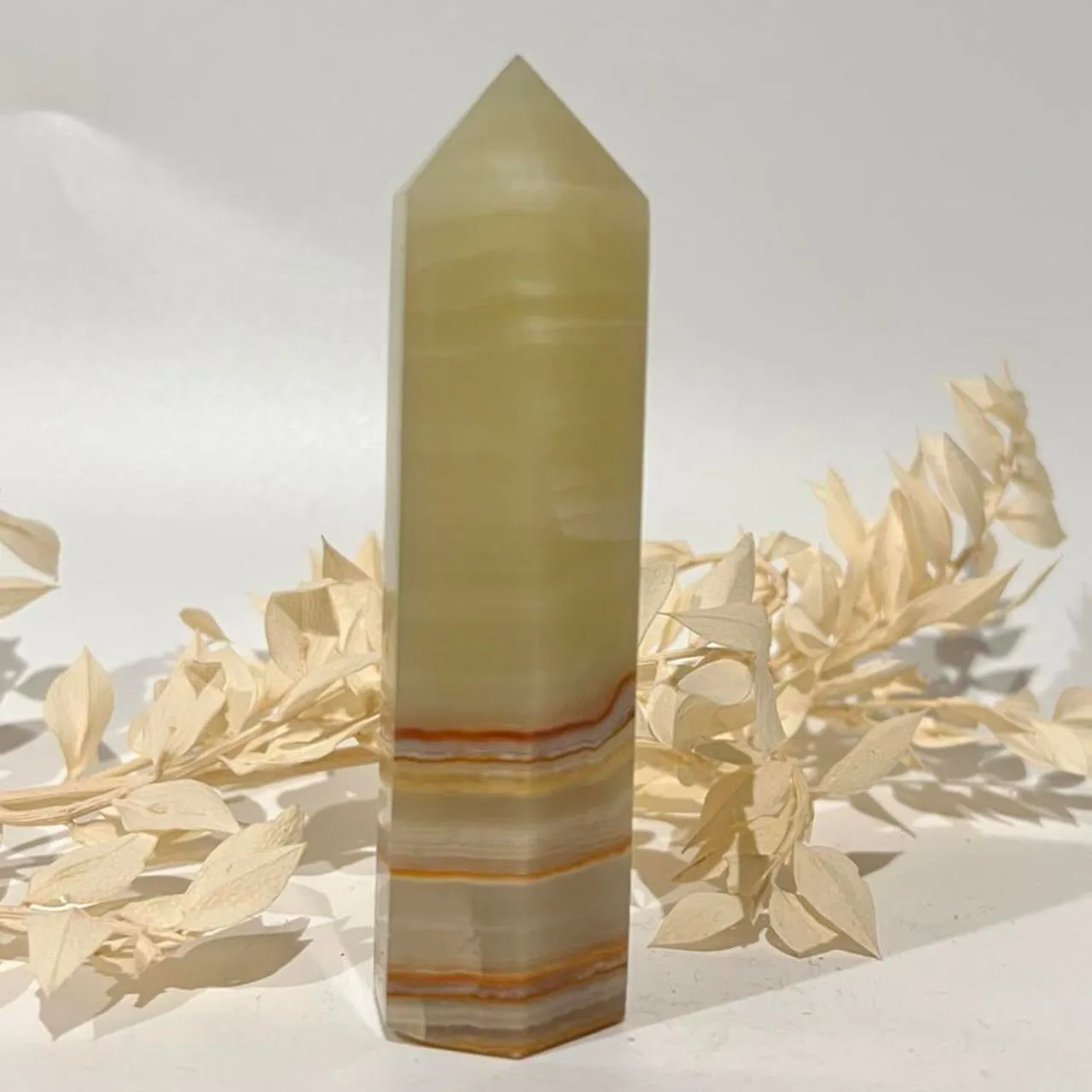 Green Banded Green Onyx Crystal Tower Point Generator