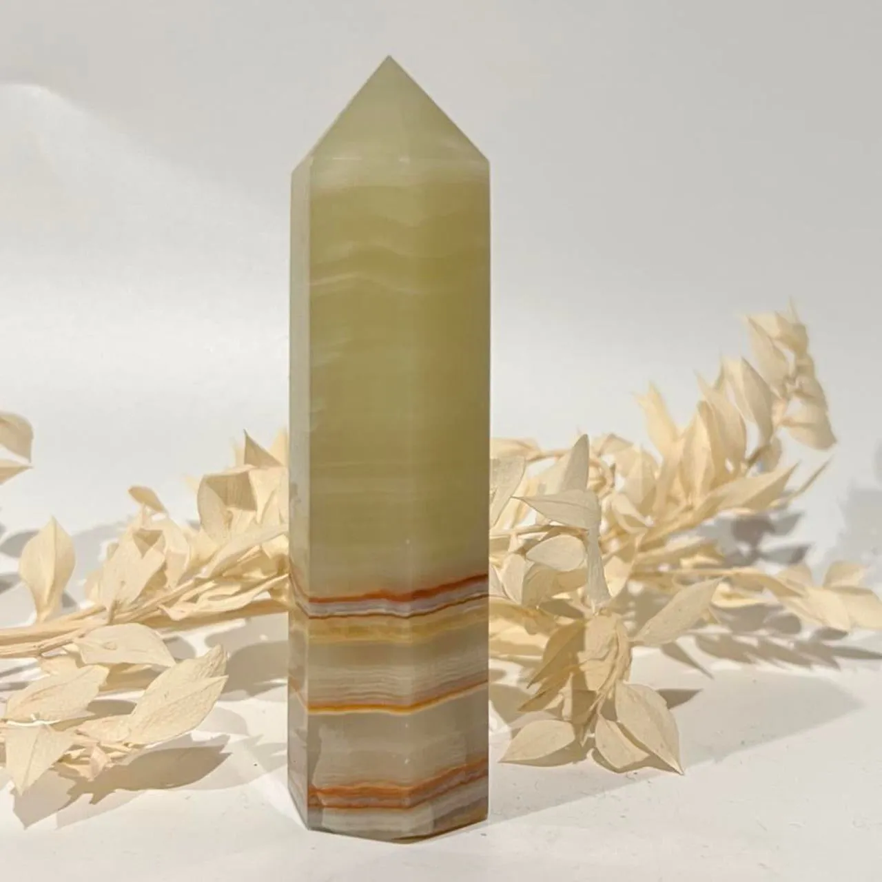 Green Banded Green Onyx Crystal Tower Point Generator