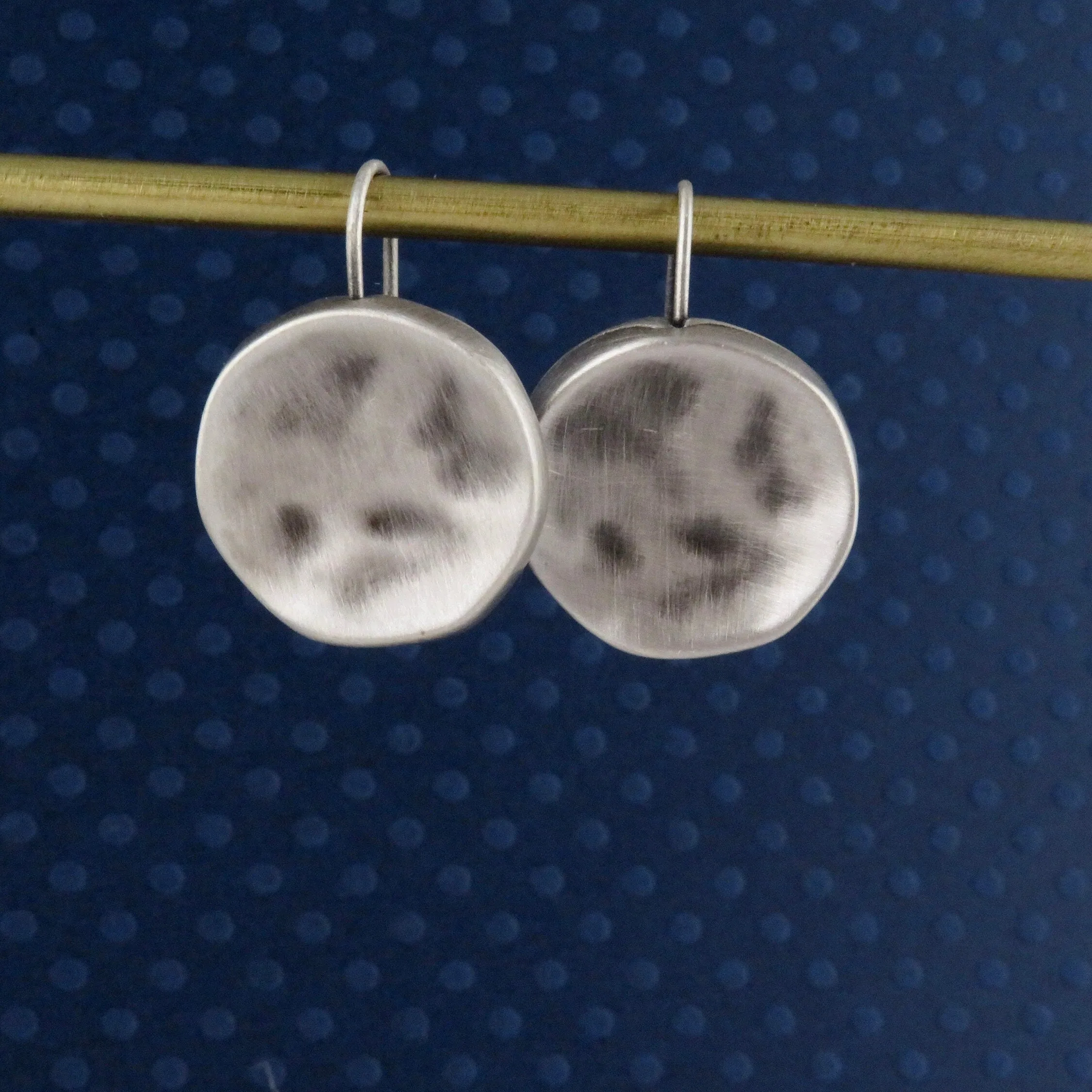 Hammered Disc Earrings - Silver