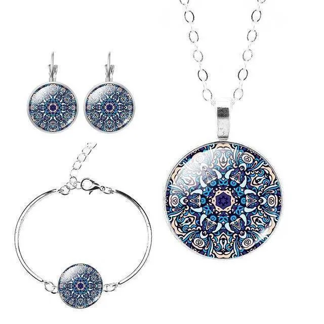 Indian Mandala OM Zen Buddhist Symbol Jewelry Set