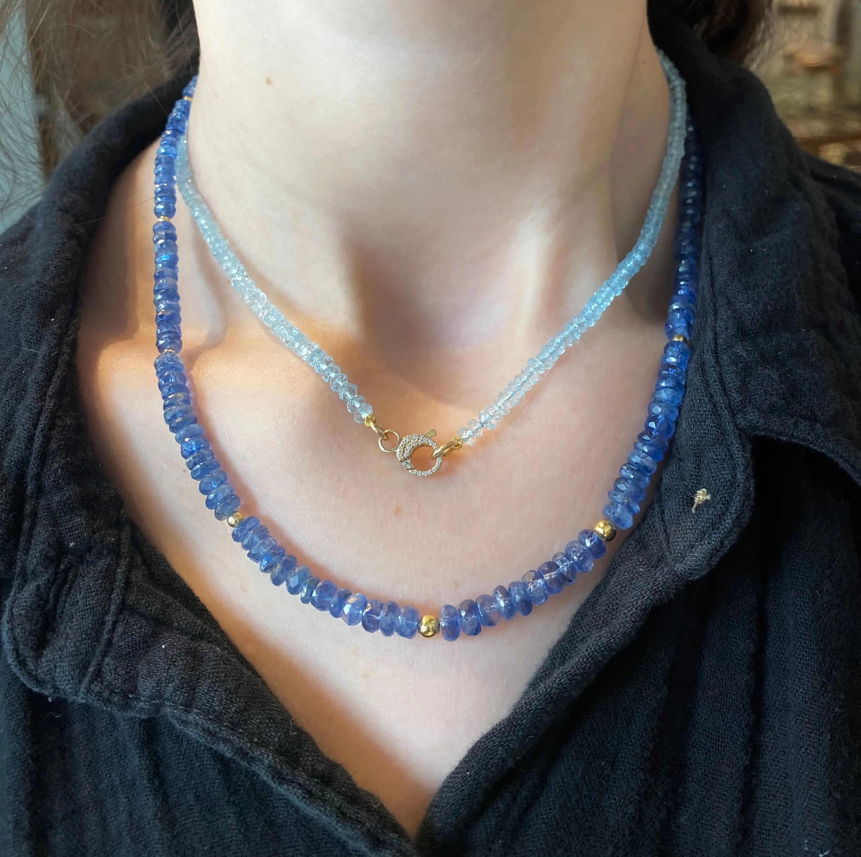 Kyanite & Gold Bead Necklace