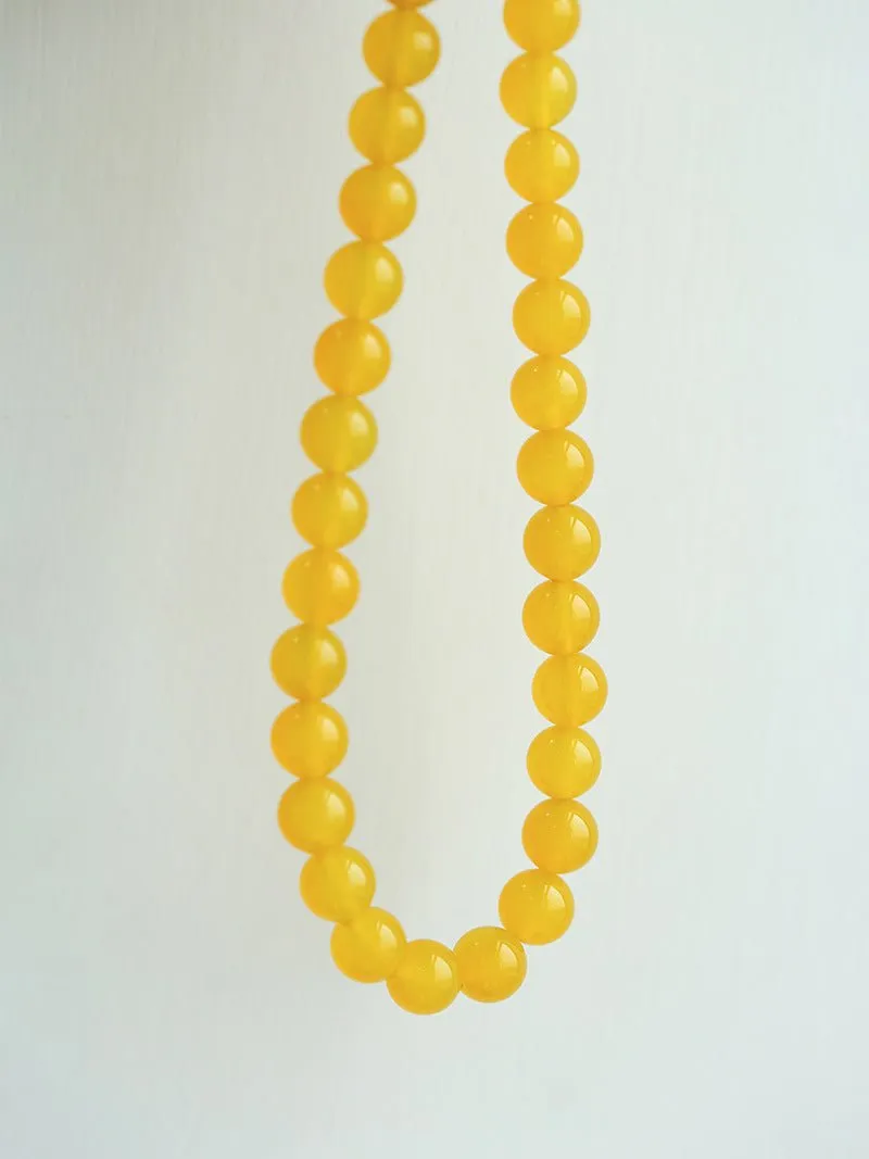 Lemon Soda Yellow Onyx Beaded Necklace