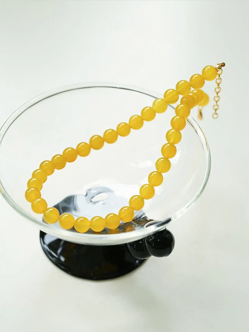 Lemon Soda Yellow Onyx Beaded Necklace