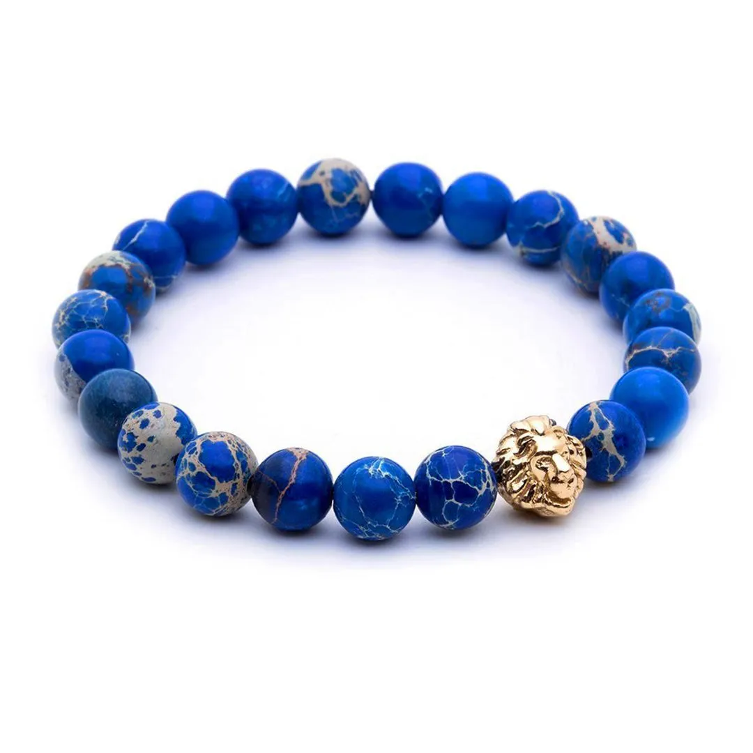 Leo Jasper Beaded Bracelet - Solid Gold