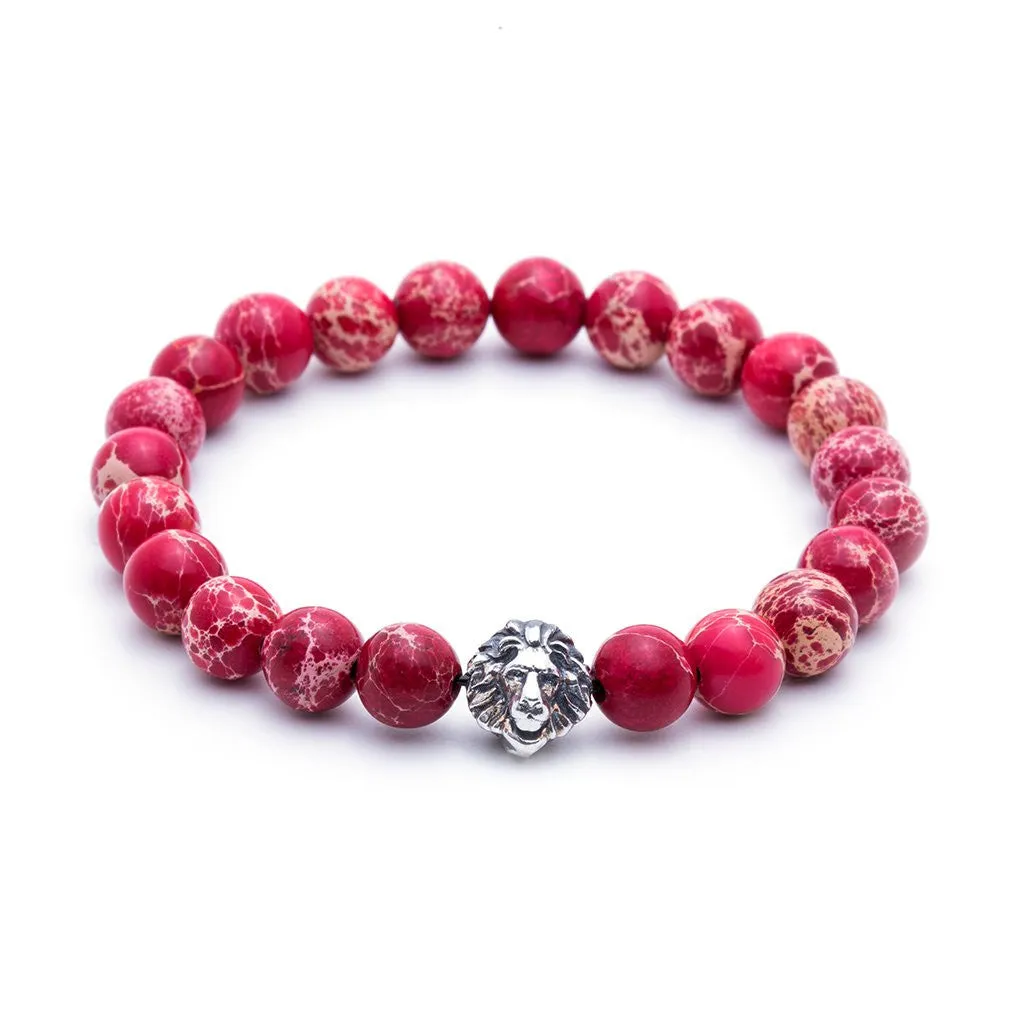 Leo Jasper Beaded Bracelet - Solid Gold