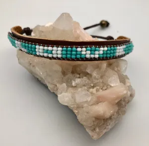 Love Is Project Adjustable Turquoise & White Bead Skinny Love Bracelet (Vegan)