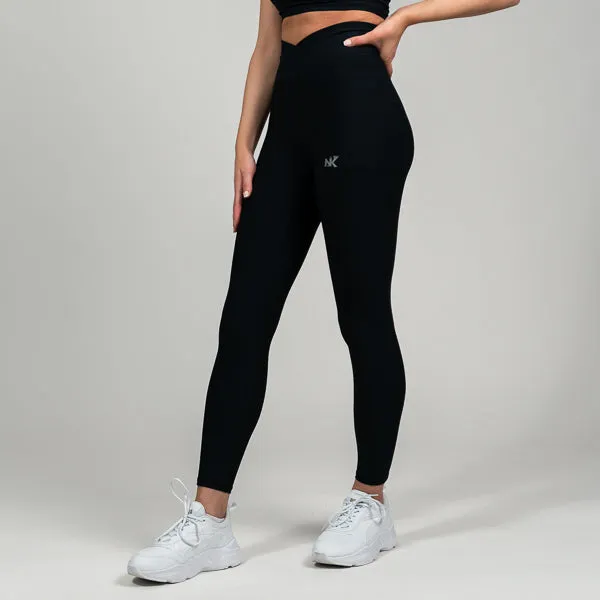 Lucia Ribbed V Belt - Onyx Leggings