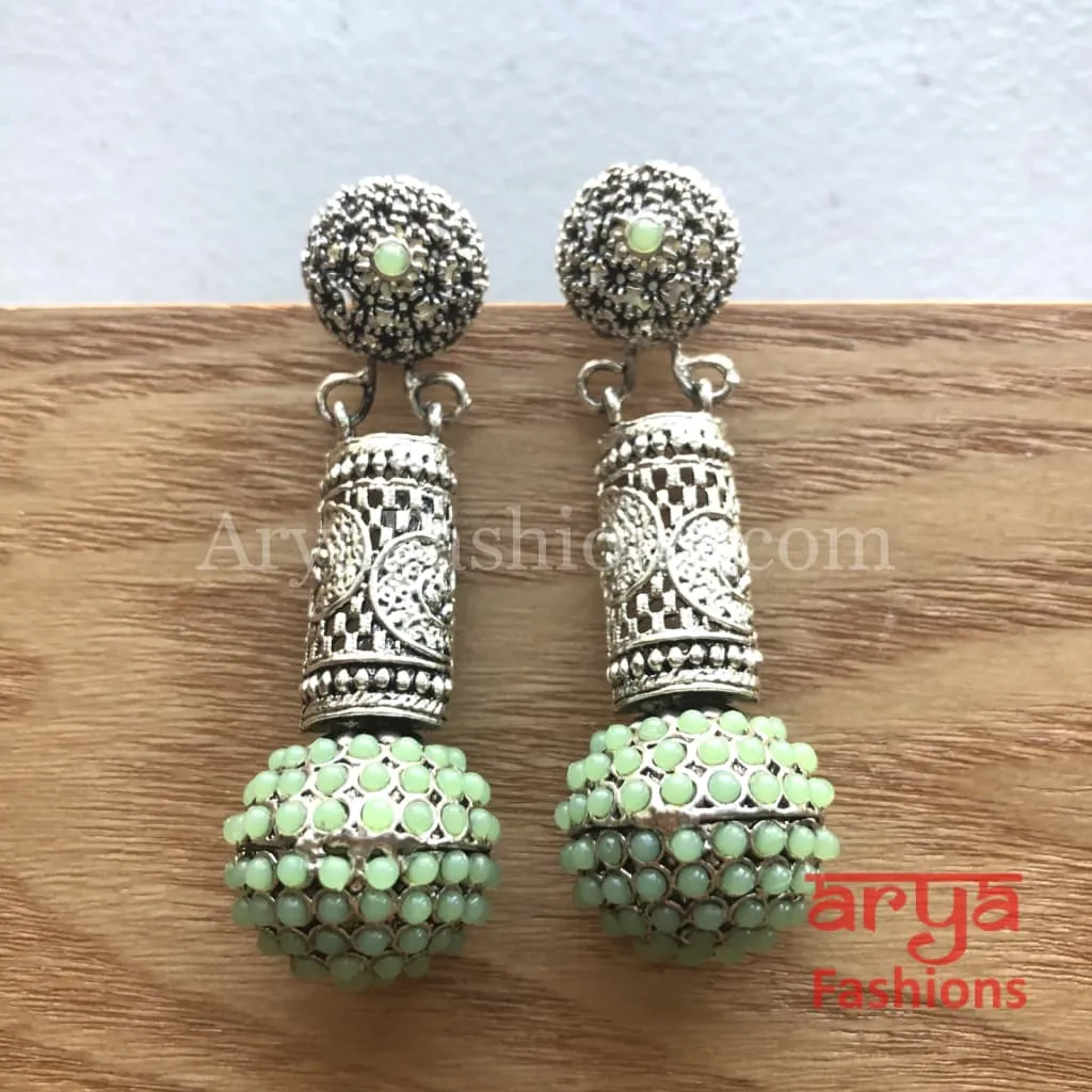 Mahi Silver Earrings with colorful beads