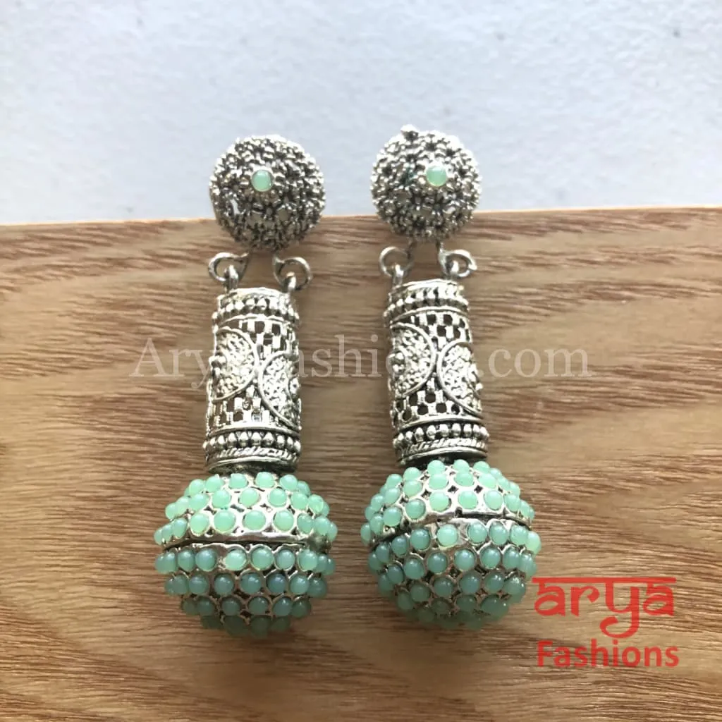 Mahi Silver Earrings with colorful beads