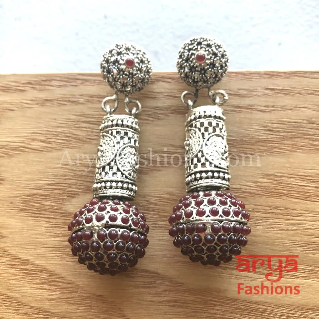 Mahi Silver Earrings with colorful beads