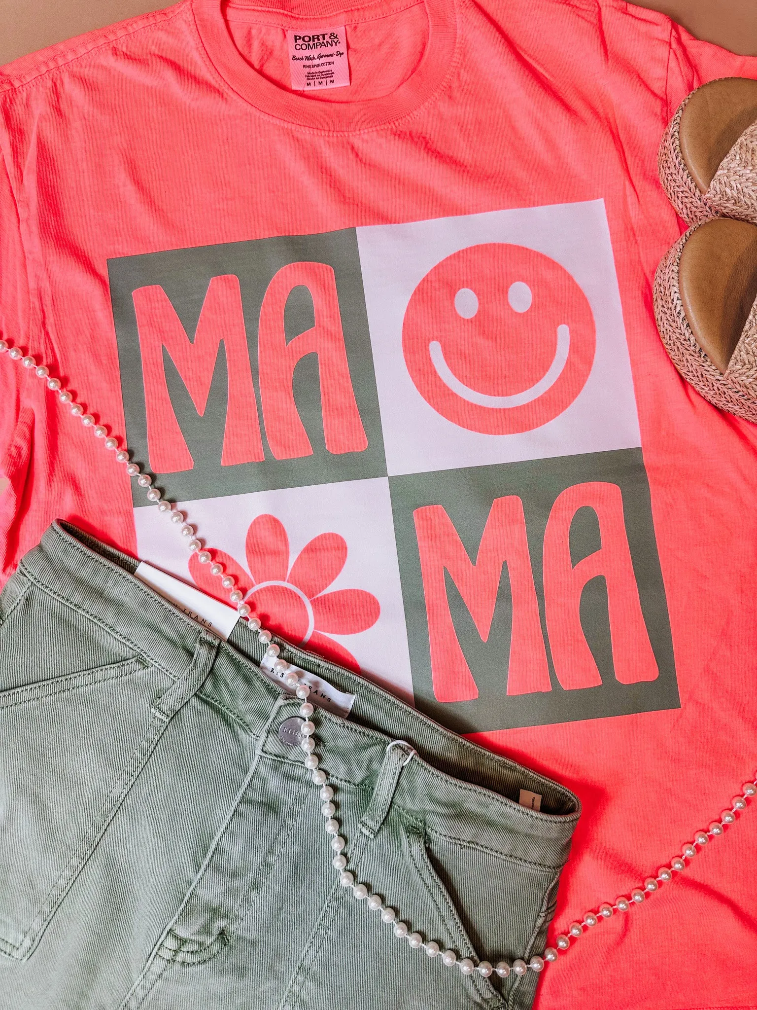 Mama Floral Coral Graphic Tee