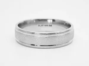 Men's 6mm Wide Stone Finish Inlay Wedding Band Ring Platinum Size 10.25