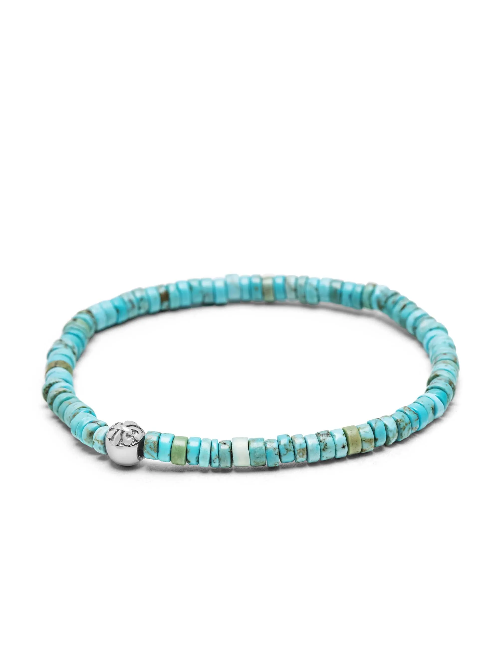 Men's Wristband with Turquoise Heishi Beads