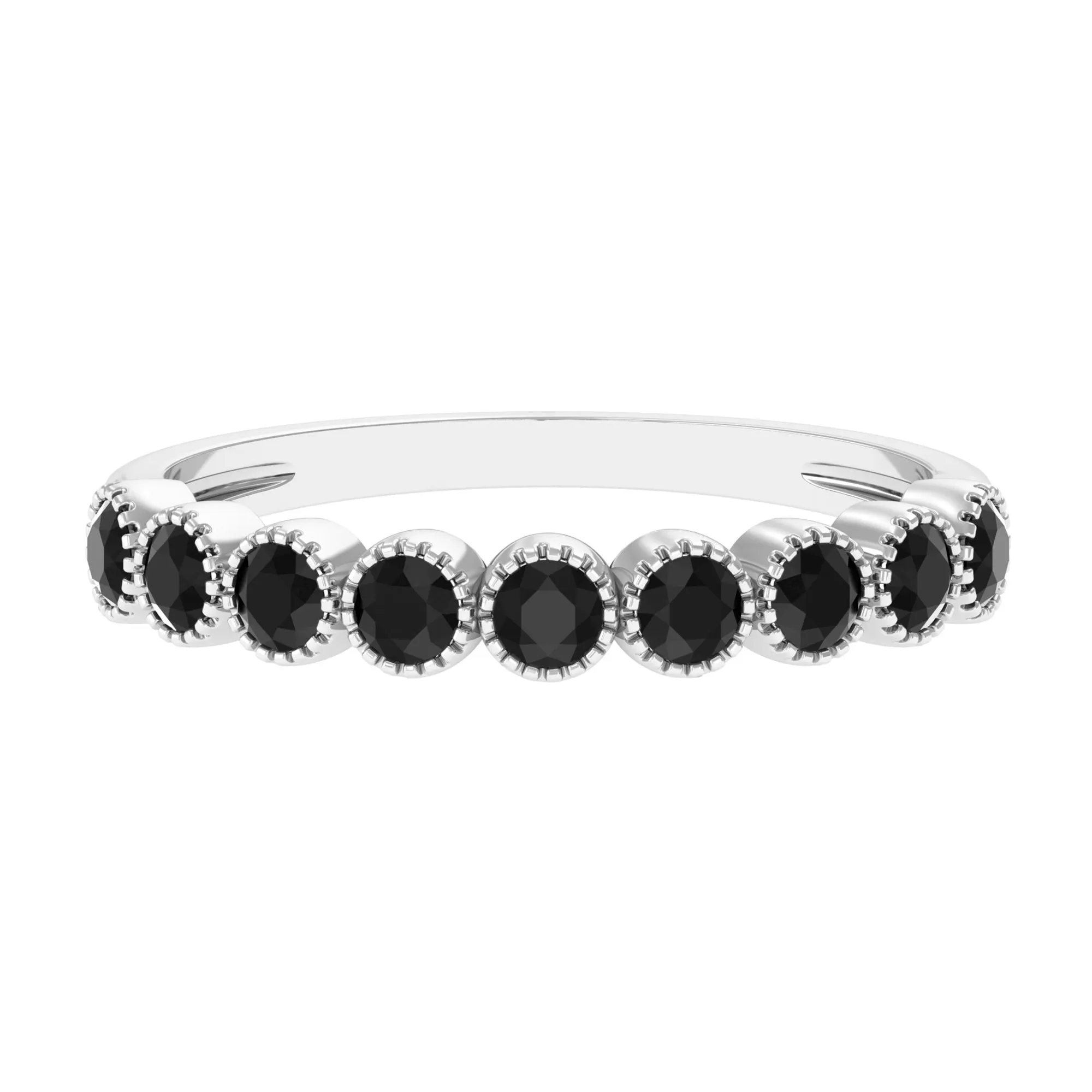 Miligrain Bezel Set Black Onyx Half Eternity Ring