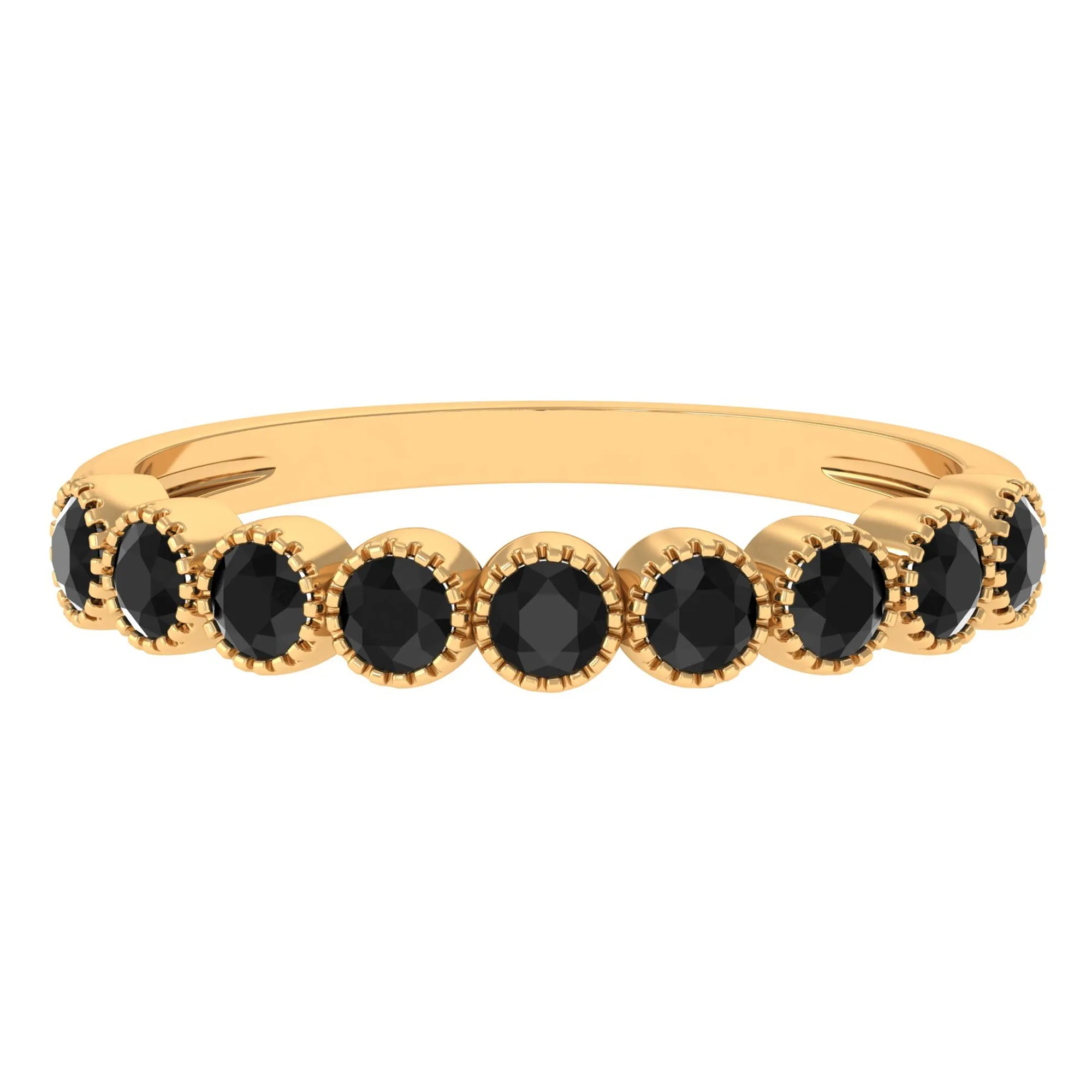 Miligrain Bezel Set Black Onyx Half Eternity Ring