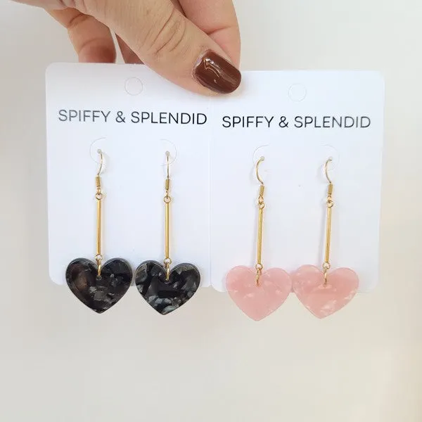 Mina Heart Earrings Black