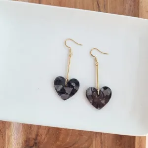 Mina Heart Earrings Black