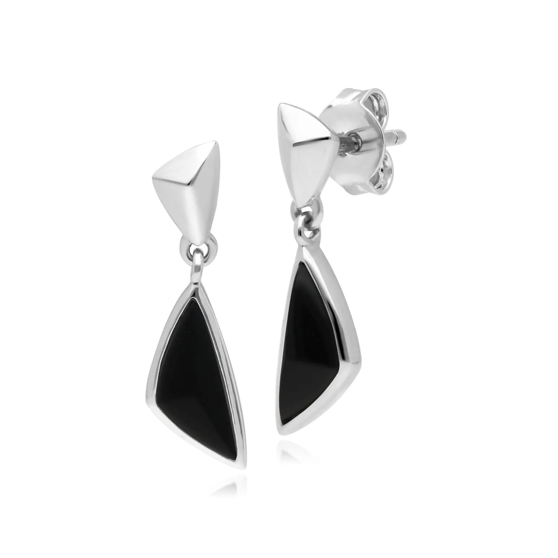 Mini Statement Schwarzer Onyx Tropfen Ohrringe 925 Sterling Silber