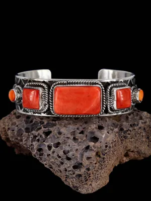 Native American Jewelry Sterling Silver Spiny Oyster Bracelet