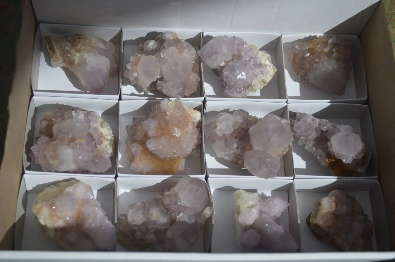 Natural Spirit Amethyst Cactus Quartz Clusters x 12 From Boekenhouthoek, South Africa