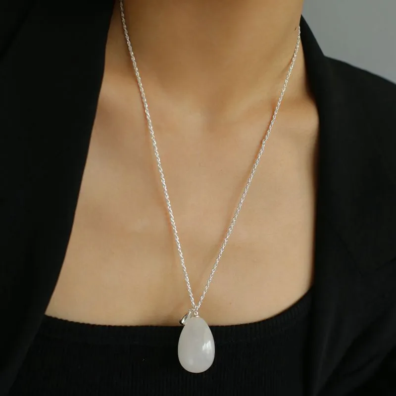 Natural Stone Egg Pendants Necklaces