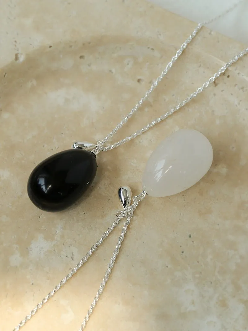 Natural Stone Egg Pendants Necklaces