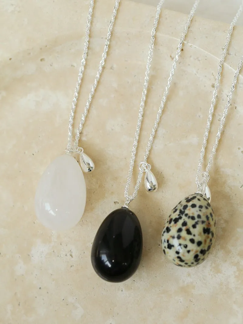 Natural Stone Egg Pendants Necklaces