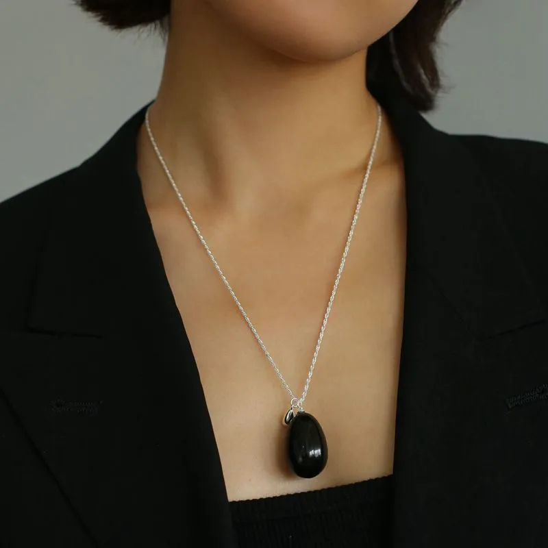 Natural Stone Egg Pendants Necklaces