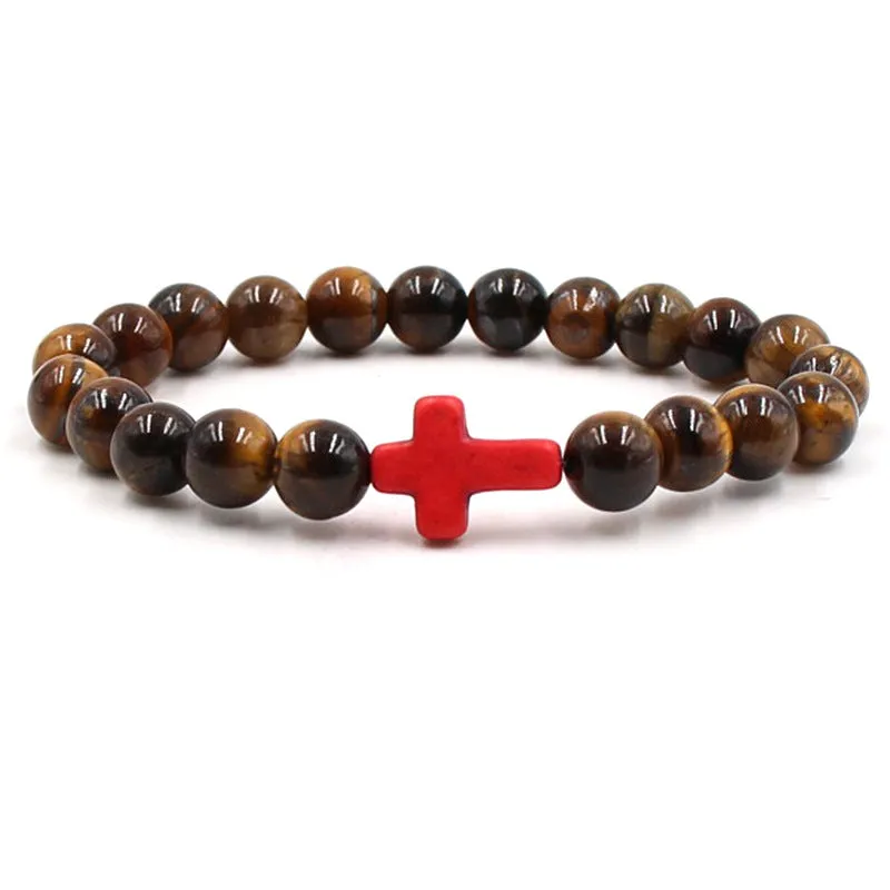 Nine-color Turquoise Cross Tigereye Bracelet Buddha Beads Bracelet