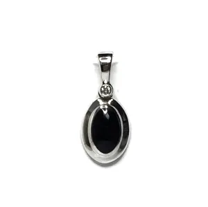 Onyx Oval Inlaid .02Ct Diamond Pendant