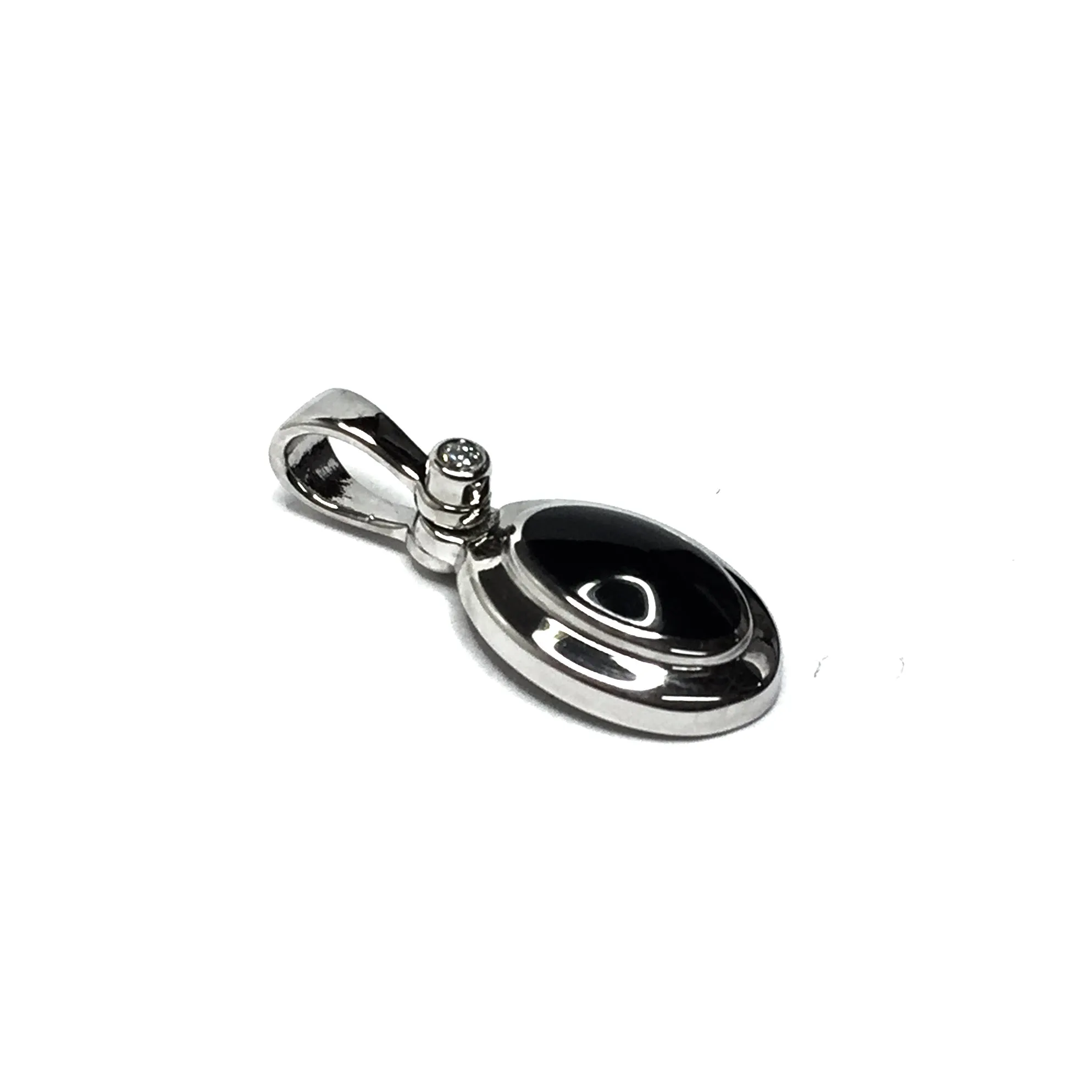 Onyx Oval Inlaid .02Ct Diamond Pendant