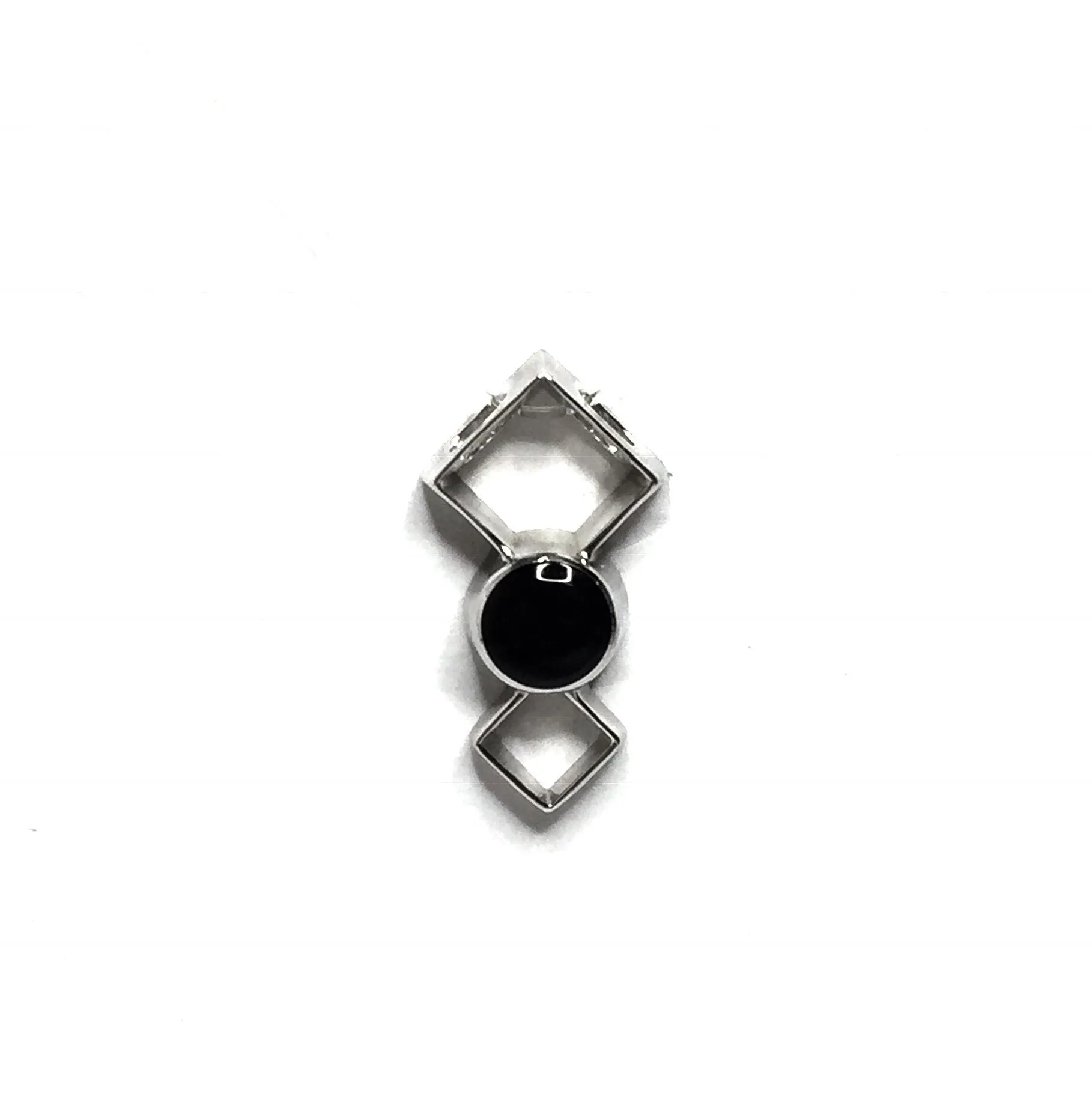 Onyx Round Inlay Double Diamond Design Pendant