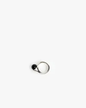 Onyx Snake Ring in Sterling Silver