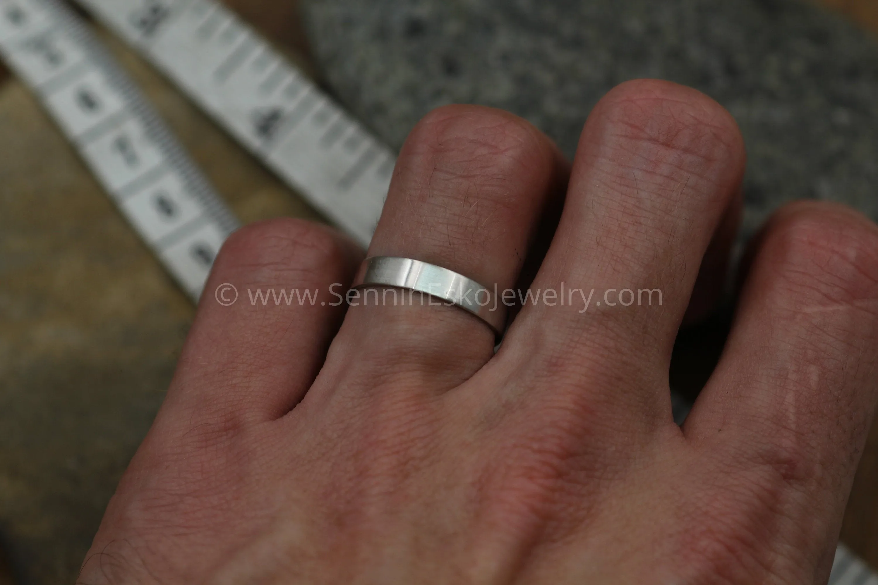 Platinum 4x1mm Flat Band - Matte Finish