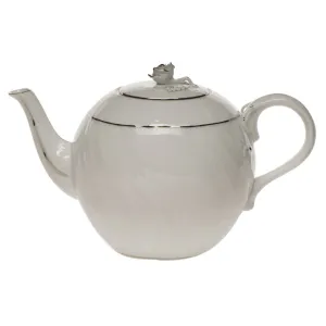 Platinum Edge Tea Pot W/rose  (36 Oz) 5.5"h