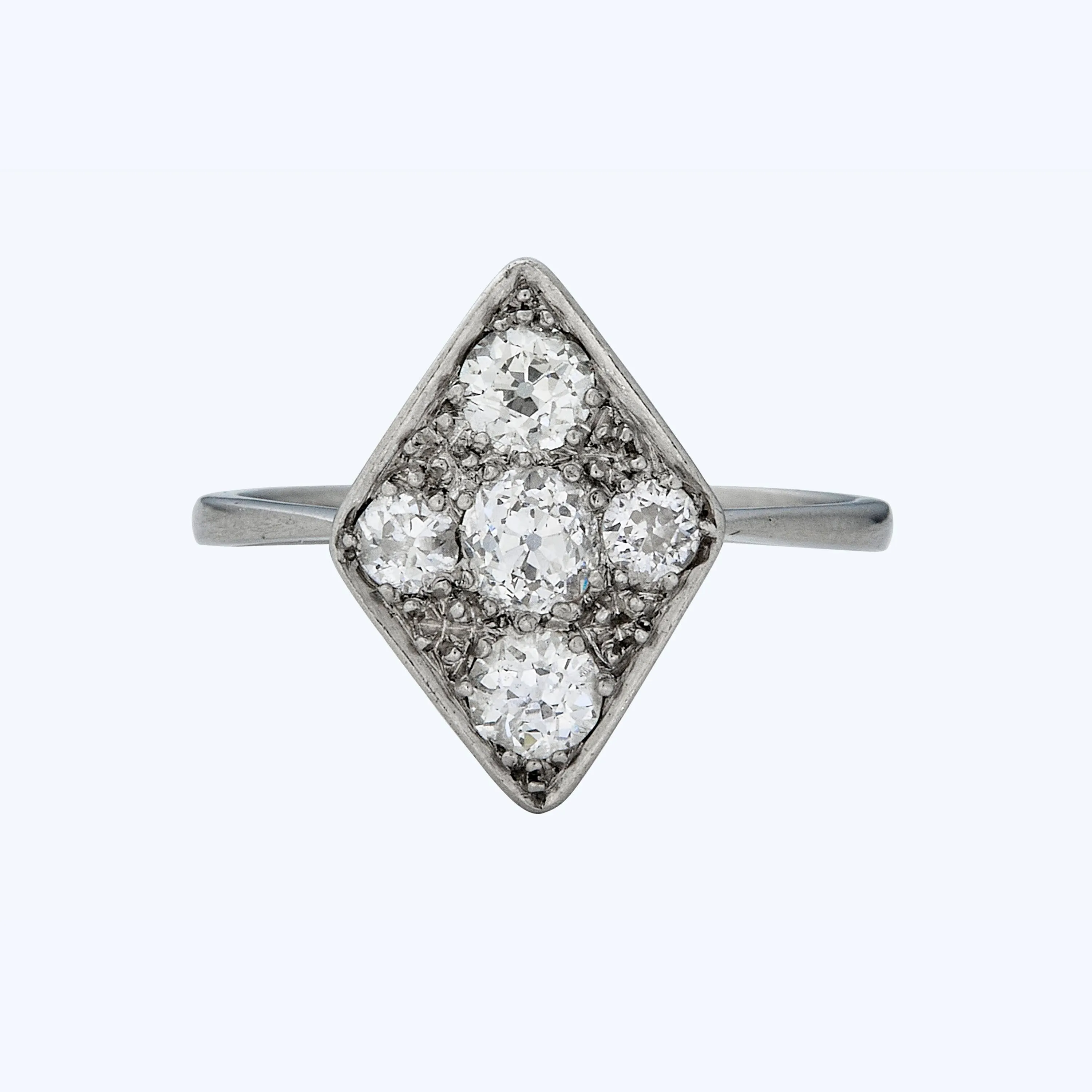 Platinum French Art Deco Diamond Ring