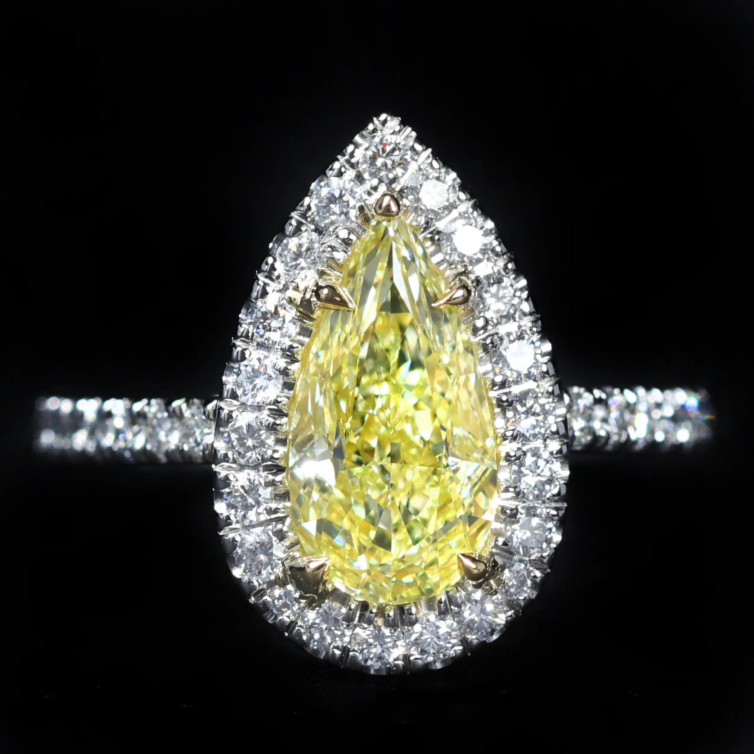 Platinum GIA 2.01 Carat Fancy Yellow Diamond Engagement Ring