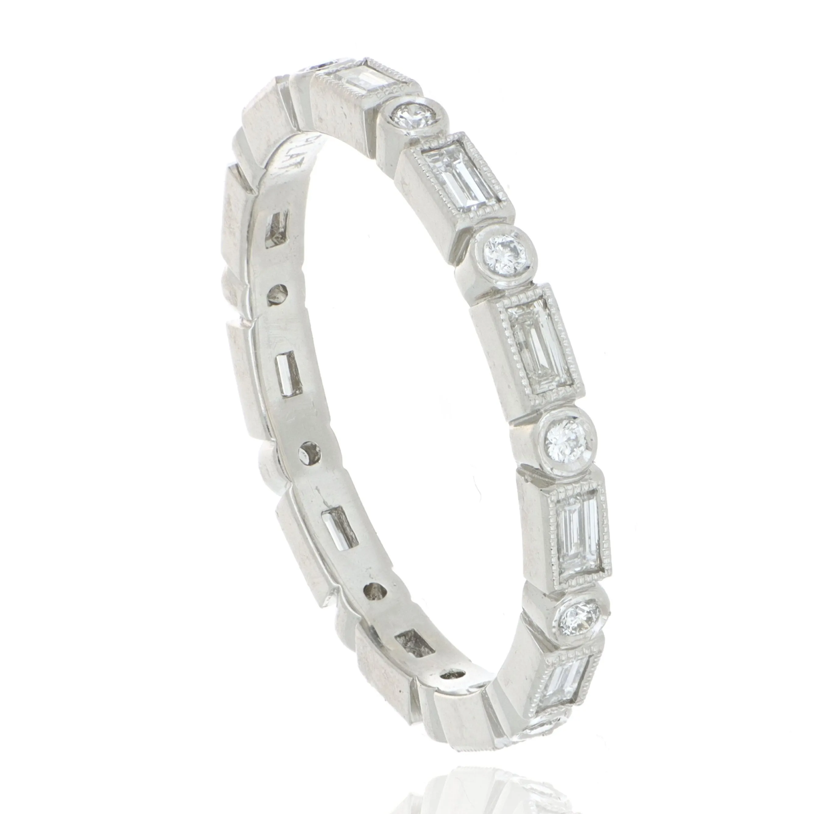 Platinum Round and Baguette Diamond Eternity Band